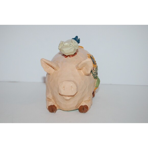 Cute Pig With Goose And Bird On Back And Sunflower Design On His Side Farmhouse - Picture 2 of 8